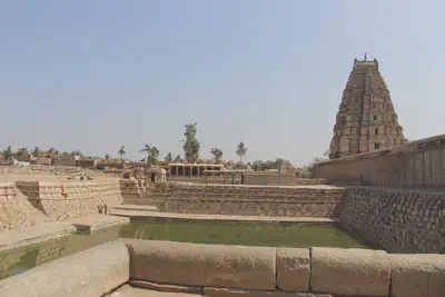A Temple with a Water Reservoir at Hampi